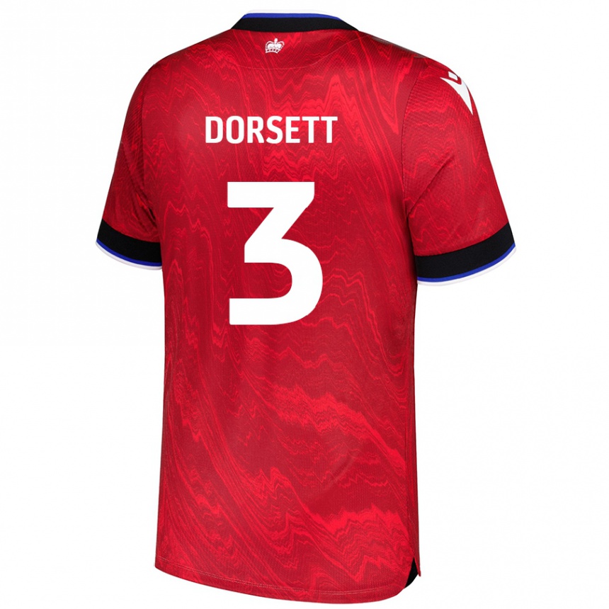 Női Labdarúgás Jeriel Dorsett #3 Piros Fekete Idegenbeli Jersey 2024/25 Mez Póló Ing