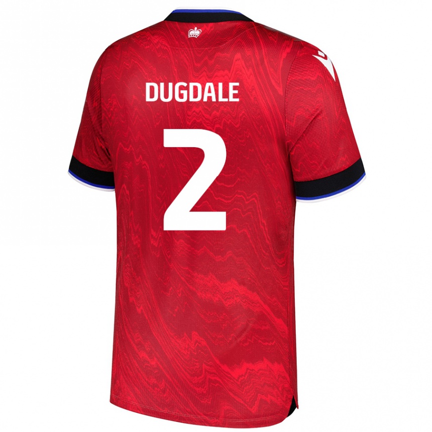 Női Labdarúgás Rachel Dugdale #2 Piros Fekete Idegenbeli Jersey 2024/25 Mez Póló Ing