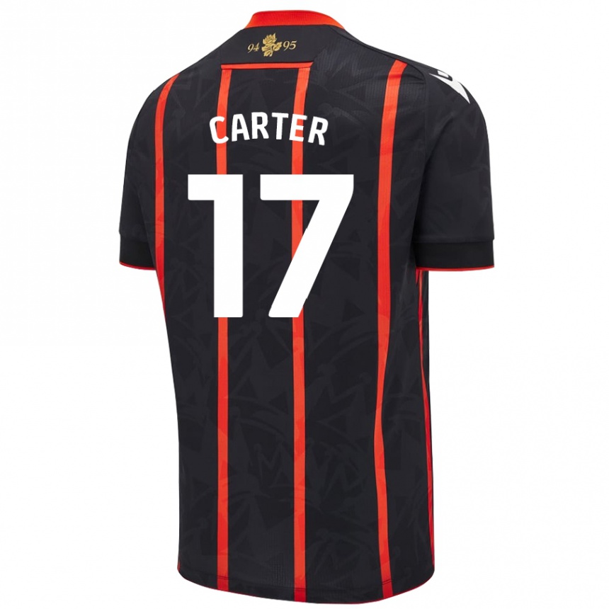 Női Labdarúgás Hayden Carter #17 Fekete Piros Idegenbeli Jersey 2024/25 Mez Póló Ing