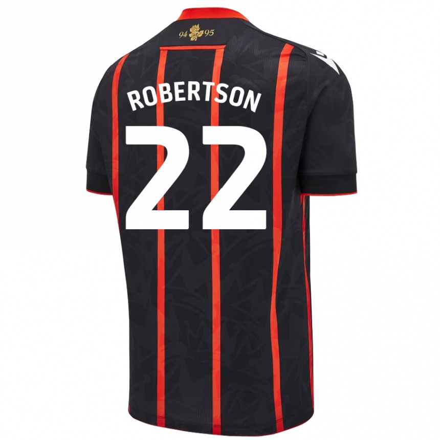 Női Labdarúgás Millie Robertson #22 Fekete Piros Idegenbeli Jersey 2024/25 Mez Póló Ing