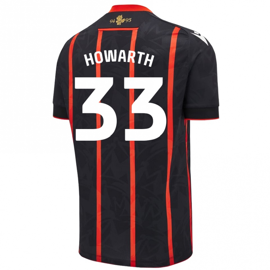 Női Labdarúgás Taylor Howarth #33 Fekete Piros Idegenbeli Jersey 2024/25 Mez Póló Ing