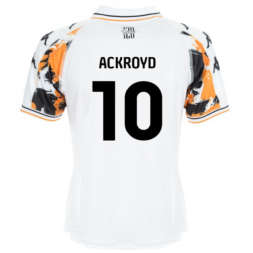 Női Labdarúgás Rachael Ackroyd #10 Fehér Idegenbeli Jersey 2024/25 Mez Póló Ing