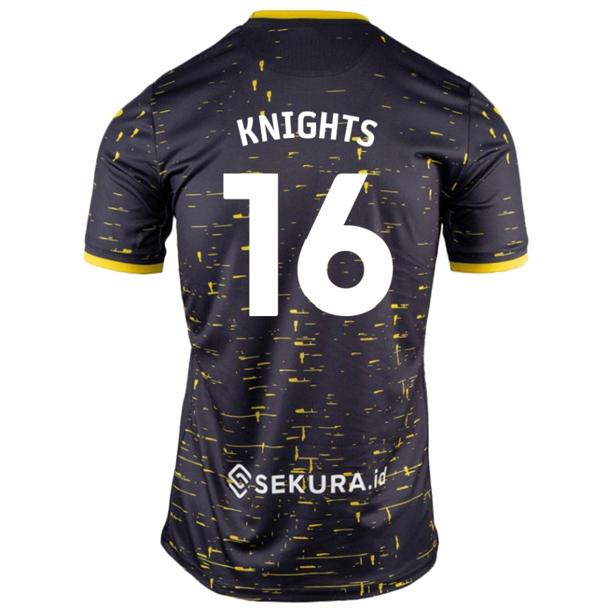 Női Labdarúgás Katie Knights #16 Fekete Sárga Idegenbeli Jersey 2024/25 Mez Póló Ing