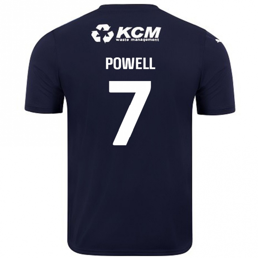 Női Labdarúgás Joe Powell #7 Sötétkék Idegenbeli Jersey 2024/25 Mez Póló Ing