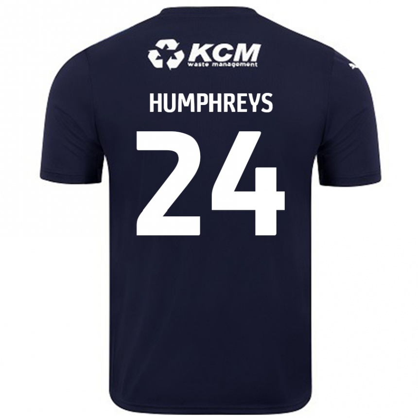 Női Labdarúgás Cameron Humphreys #24 Sötétkék Idegenbeli Jersey 2024/25 Mez Póló Ing