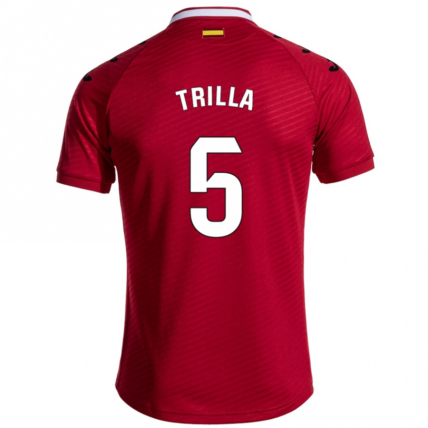 Női Labdarúgás Guillem Trilla #5 Sötét Vörös Idegenbeli Jersey 2024/25 Mez Póló Ing