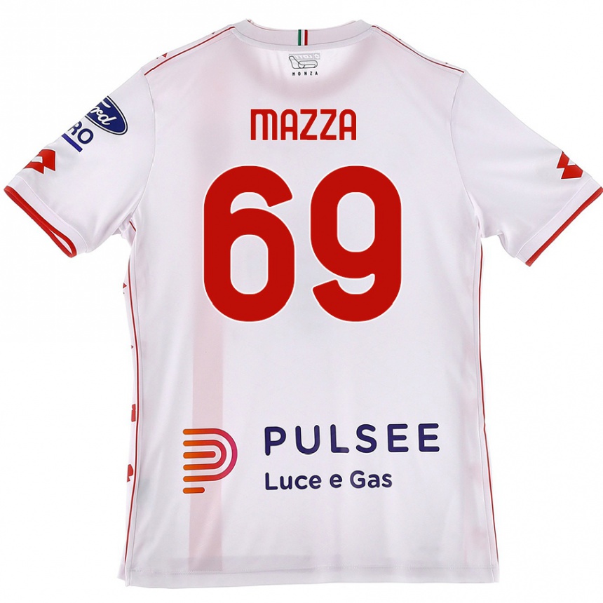 Női Labdarúgás Andrea Mazza #69 Fehér Piros Idegenbeli Jersey 2024/25 Mez Póló Ing