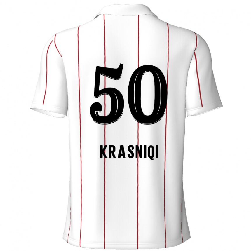 Női Labdarúgás Laurit Krasniqi #50 Fehér Fekete Idegenbeli Jersey 2024/25 Mez Póló Ing