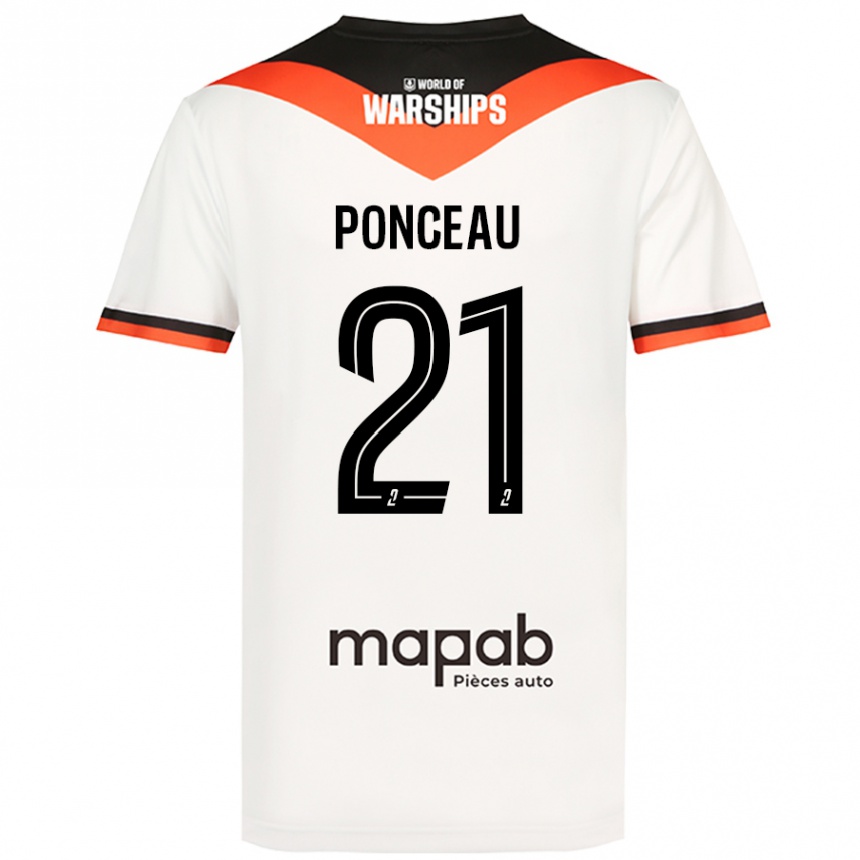 Női Labdarúgás Julien Ponceau #21 Fehér Idegenbeli Jersey 2024/25 Mez Póló Ing