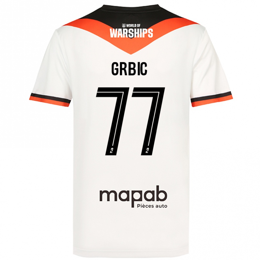 Női Labdarúgás Adrian Grbic #77 Fehér Idegenbeli Jersey 2024/25 Mez Póló Ing