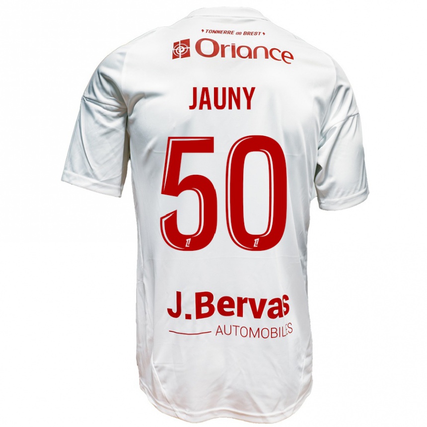 Női Labdarúgás Noah Jauny #50 Fehér Piros Idegenbeli Jersey 2024/25 Mez Póló Ing