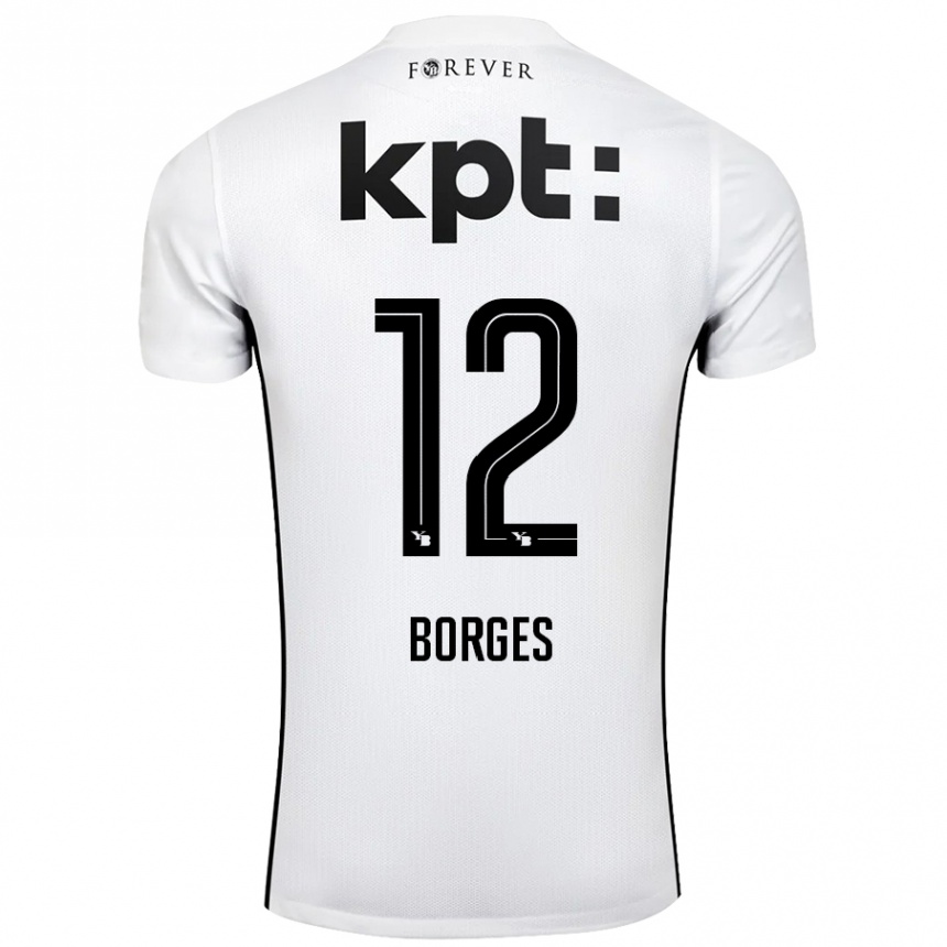 Női Labdarúgás David Borges #12 Fehér Fekete Idegenbeli Jersey 2024/25 Mez Póló Ing